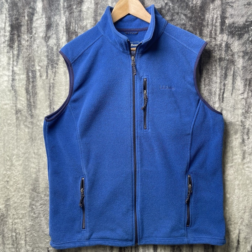 L.L. Bean Vest Men's Large/Tall Blue Fleece Full Zip Outdoor Warm Hiking 284629